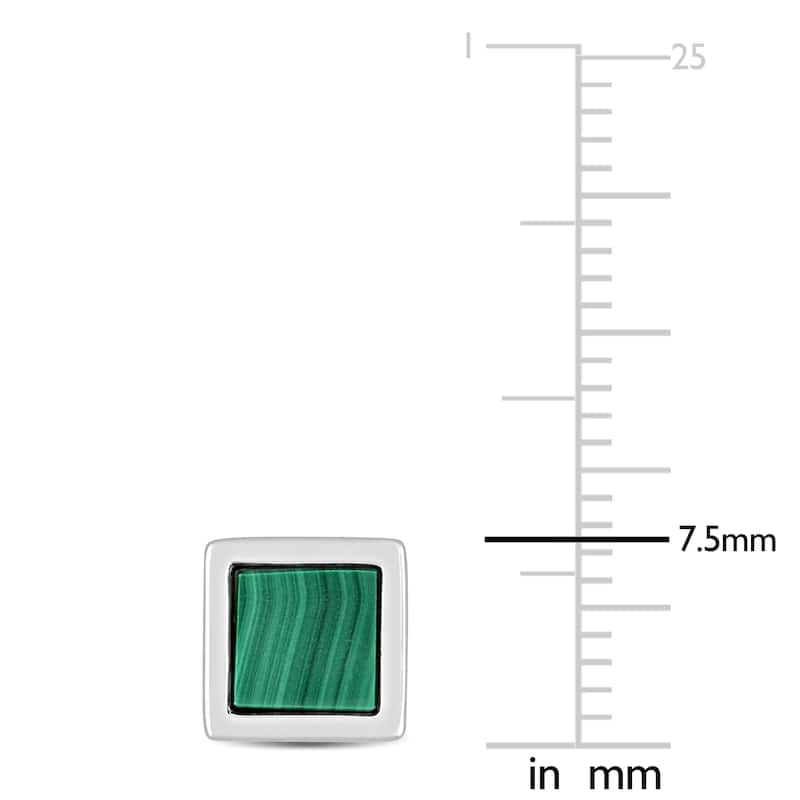 Miadora 1 CT TGW Malachite Square Stud Earrings in Sterling Silver