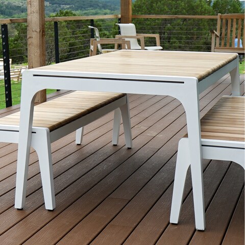 Posh Pollen Largo Outdoor Patio Teak Dining Table - N/A