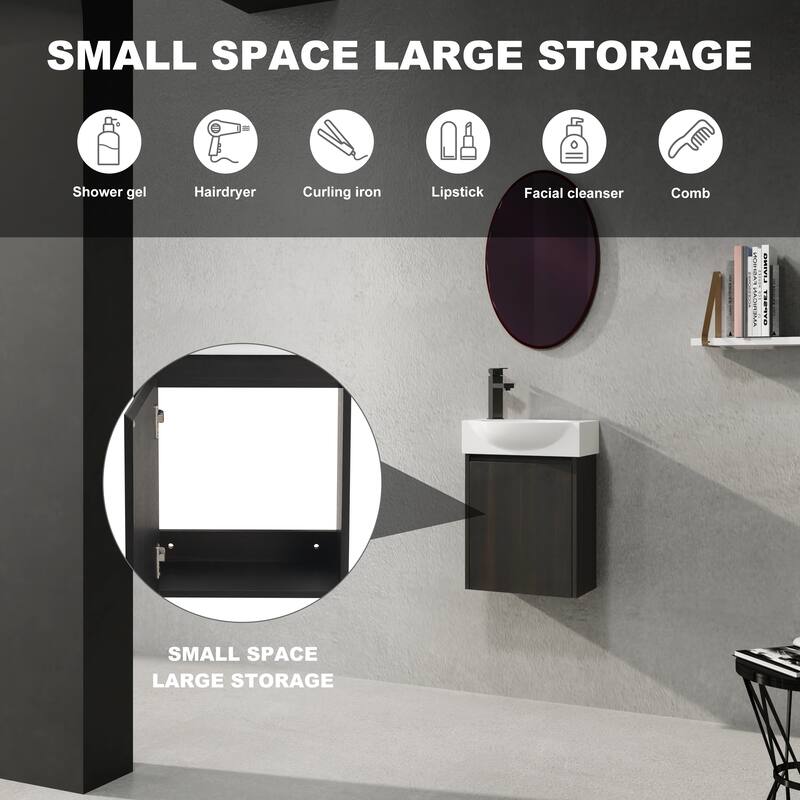 ARTCHIRLY 16/20/24/30/36 Inch Bathroom Vanity With Sink, Floating Bathroom Vanity With Soft Close Door
