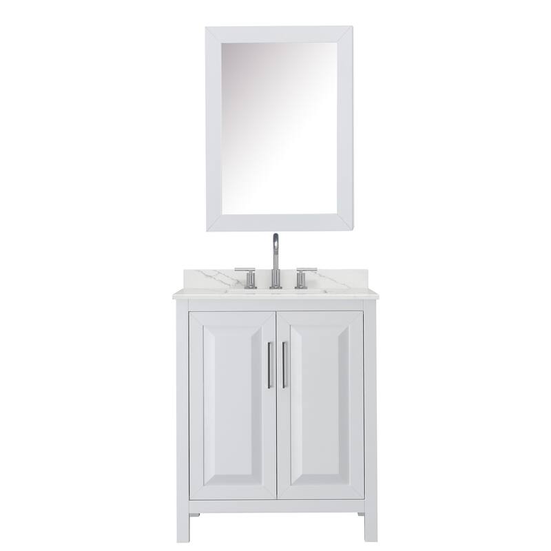 Daria 30-inch Single Vanity, 3 Hole Quartz Top, Med Cabinet