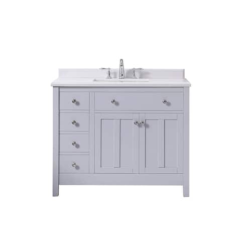 OVE Decors Newcastle 42 Dove Grey Undermount Single Sink Vanity with Marble Top