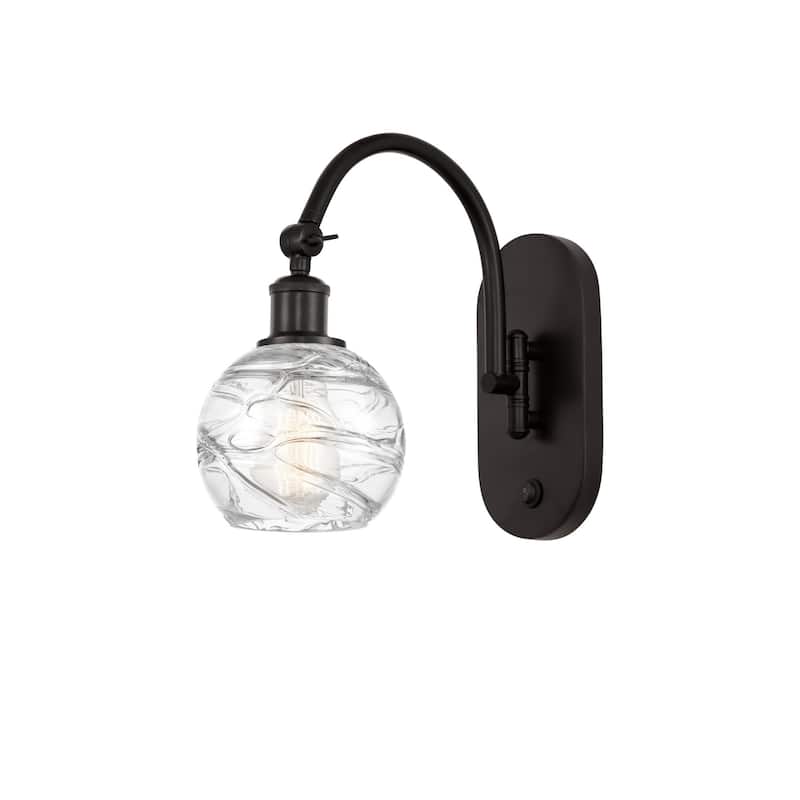 Innovations Lighting 518-1W-12-6 Athens Sconce Athens 12" Tall Wall - Oil Rubbed Bronze / Clear Deco Swirl