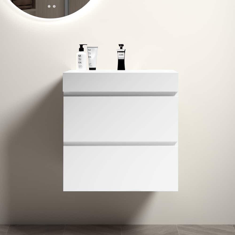 GDFStudio - Naomi Modern 24" Floating Bathroom Vanity with Soft-Close Drawers and Durable One-Piece Basin, NO Drain & Faucet