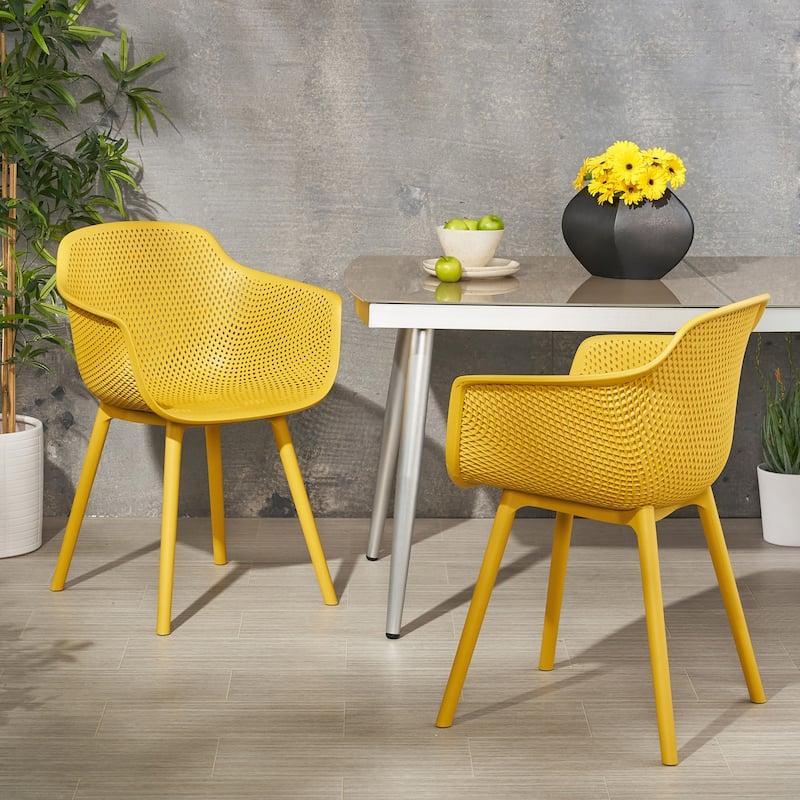 Modern Outdoor Lotus Chair Set of 2 - Yellow