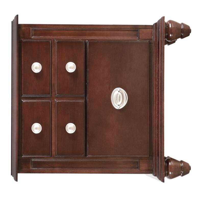 5-Drawer Wooden Nightstand - 27" - Dark Brown