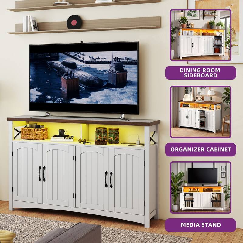 Moasis Farmhouse TV Stand Storage TV Console with Doors for TV's up to 60" 65" Living Room