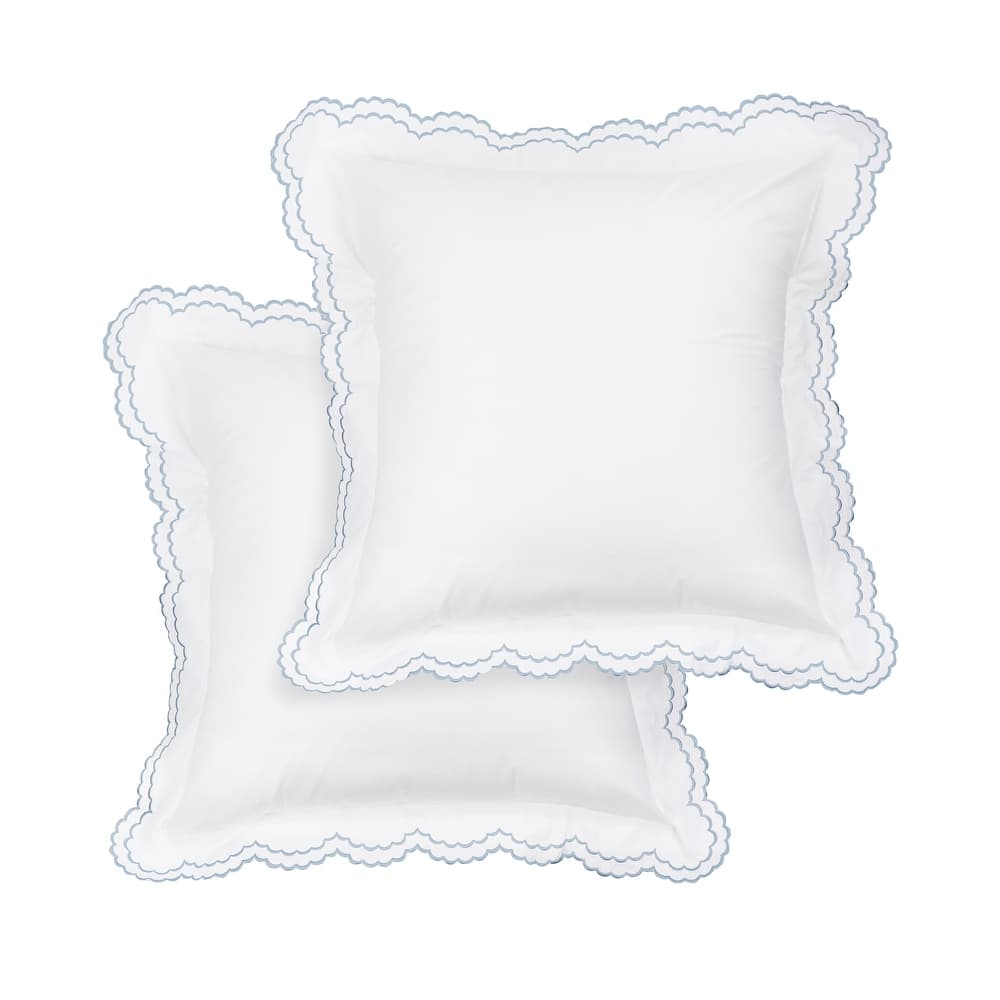 Embroidered Percale Crisp Cotton Double Scallopier Duvet Set and Sham