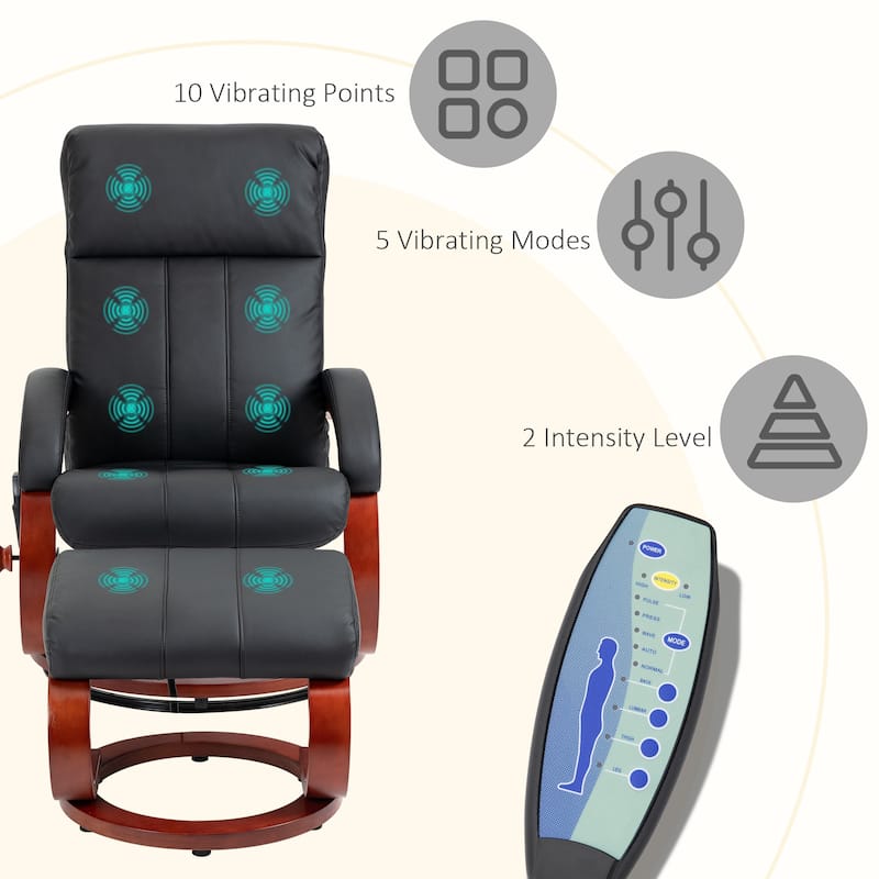 HOMCOM Recliner Chair with Ottoman, Electric Faux Leather Recliner
