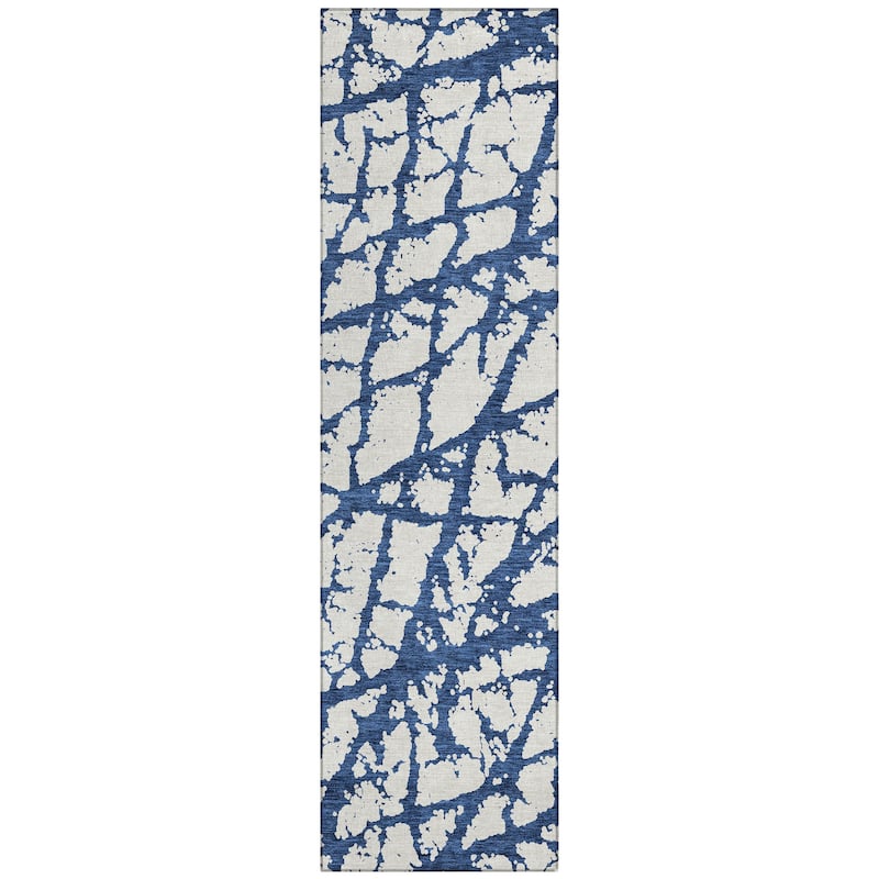 Machine Washable Indoor/ Outdoor Abstract Contemporary Chantille Rug