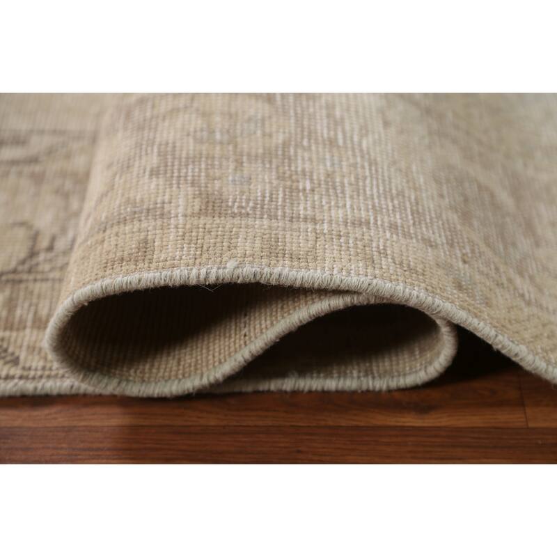 Hand Knotted Oriental 100% Wool Carpet Traditional Floral Beige & Ivories Tabriz Area Rug - 9' 7'' X 6' 7''