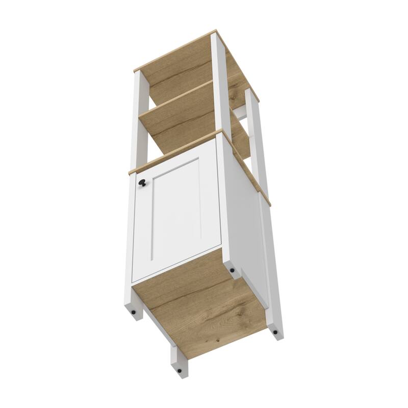 Linen Cabinet With Two Open Shelves And Single Door