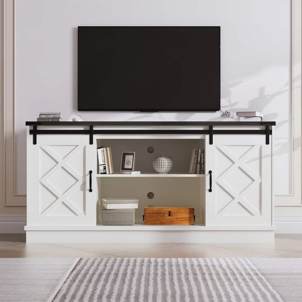 58inch Entertainment Center with Sliding Barn Door