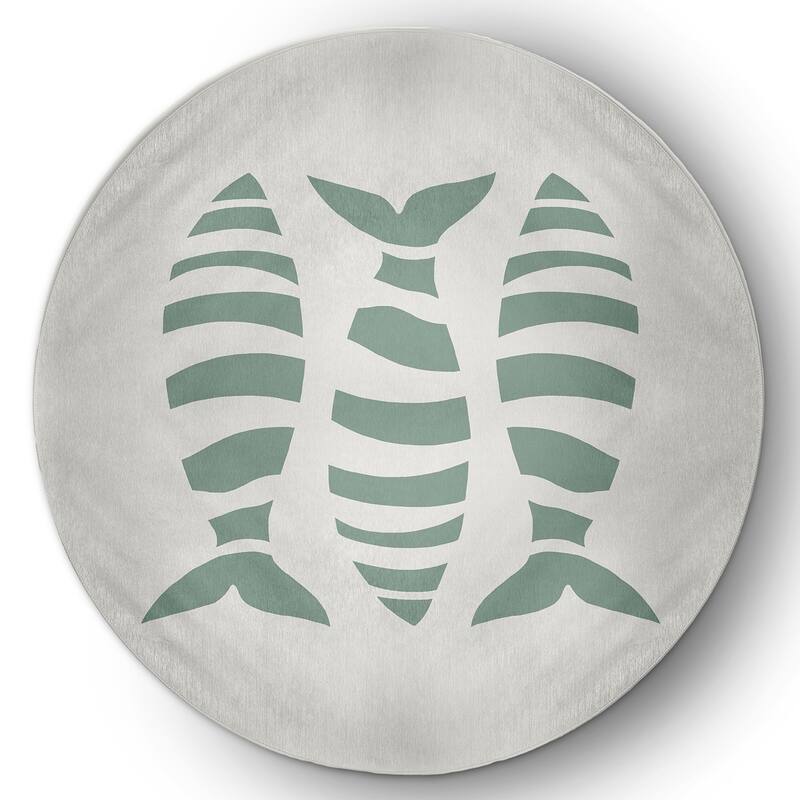 Puzzle Fish Nautical Indoor/Outdoor Rug - Sage - 5' Round