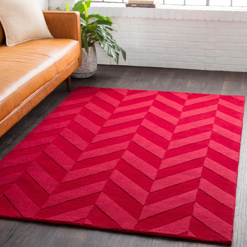 Hand-Woven Ann Tone-on-Tone Zig-Zag Wool Area Rug