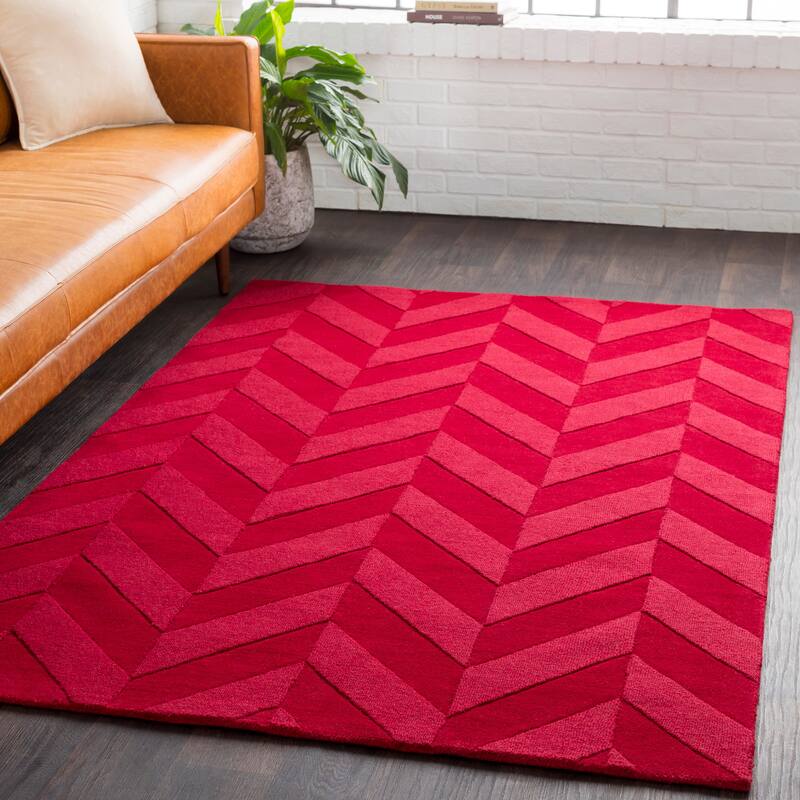 Livabliss Alpine Hand-woven Tone-on-tone Zig-Zag Wool Area Rug