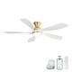 preview thumbnail 3 of 67, 52"/66" Inch Ceiling Fan with Light,APP and Remote Control, Low Profile,Smart Optional 52 Inch - (Non-smart)Gold With White solid wood Blades