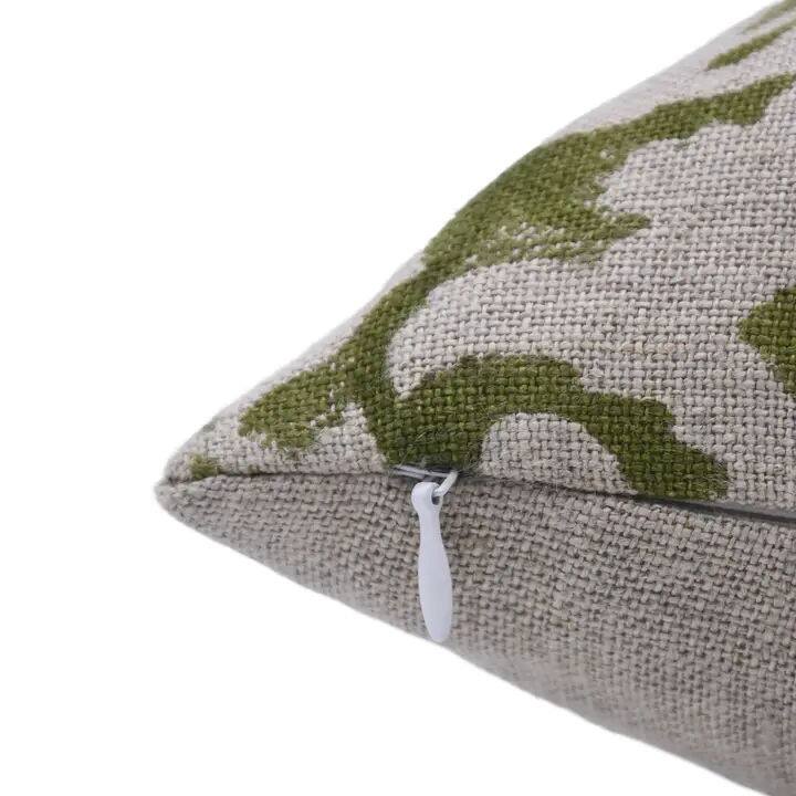 Fabdivine Boho Linen Pillow Cover Hand Block Print Sofa Accent Gree, Sulit