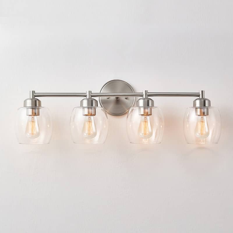 KAWOTI 4-Light Dimmable Bathroom Vanity Light with Glass Shade