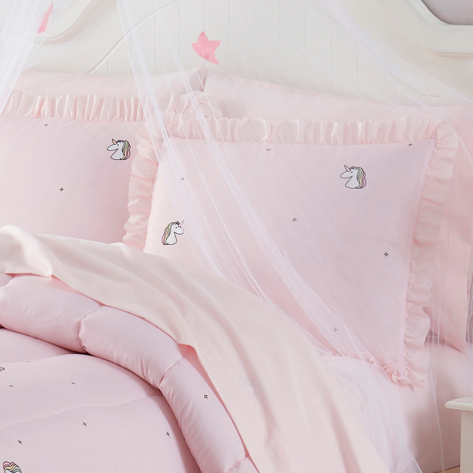 Kids Rainbow Unicorn Bed in a Bag 5 Piece Comforter Sham Sheet Set