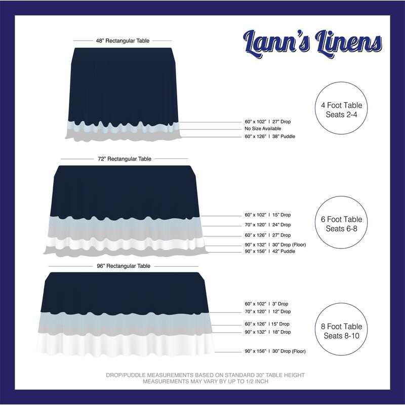 90 x 132in 10pk Rectangular Polyester Tablecloths Navy Blue