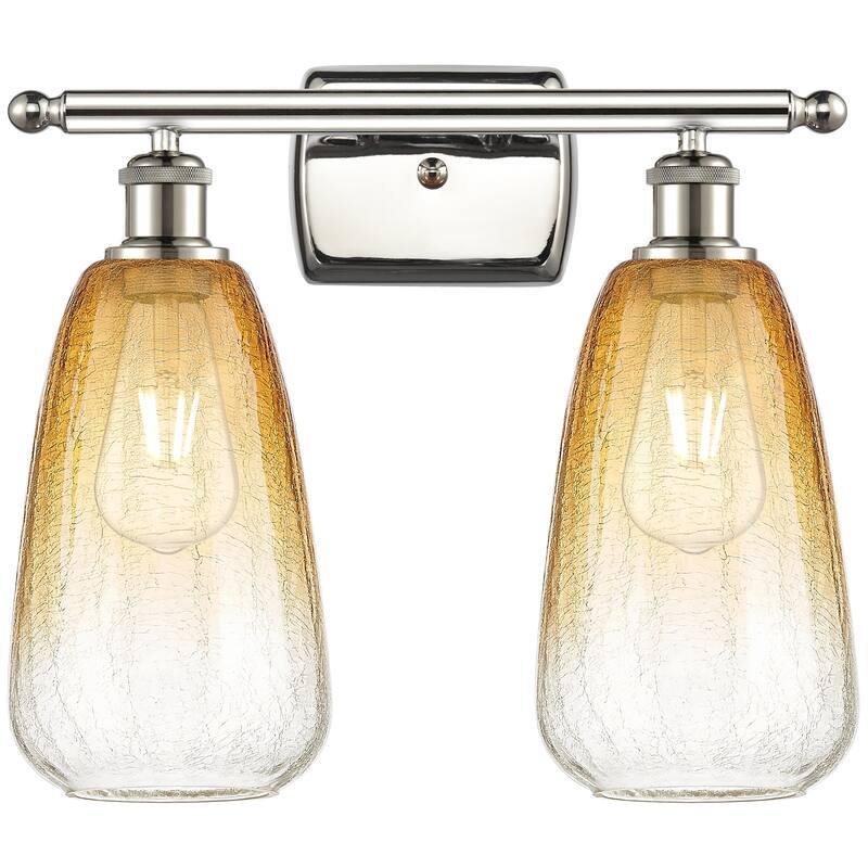 Innovations Lighting 516-2W-14-16 Brookhaven Almond Vanity Brookhaven - Polished Nickel / Amber