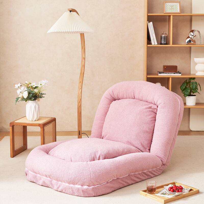 Pink Modern 42.5" Upholstered Foldable Lounge Chair with Comfortable Backrest for Living Room - Pink