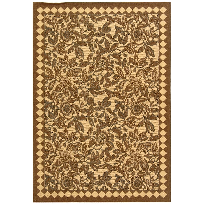 SAFAVIEH Courtyard Marceline Indoor/ Outdoor Waterproof Patio Backyard Rug - 2'7" x 5' - Natural Brown/Black