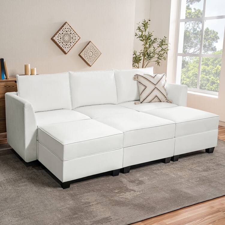 Modern DIY Convertible Modular Sectional Sofa Collection with Loveseat, Sofa, and Ottomans