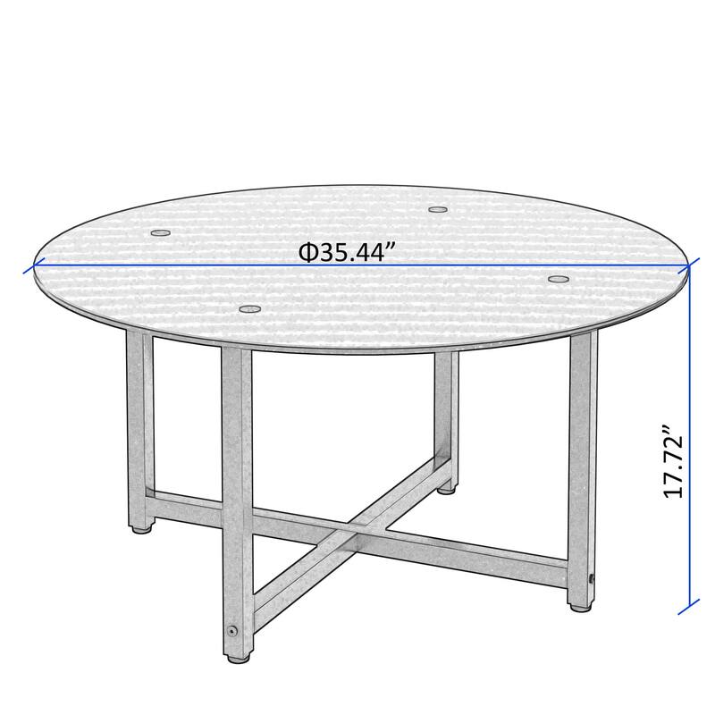 35.5'' Round End Table Modern Side Table with Metal Frame Sofa Center Tables with Tempered Glass Tabletop