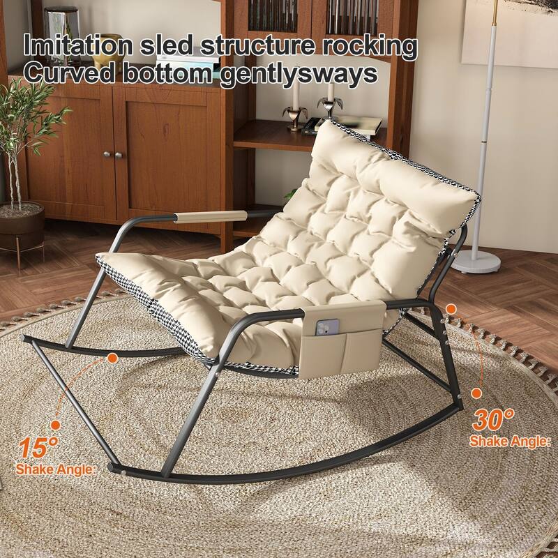 Rocking Chair with Storage, Cushions & Armrests