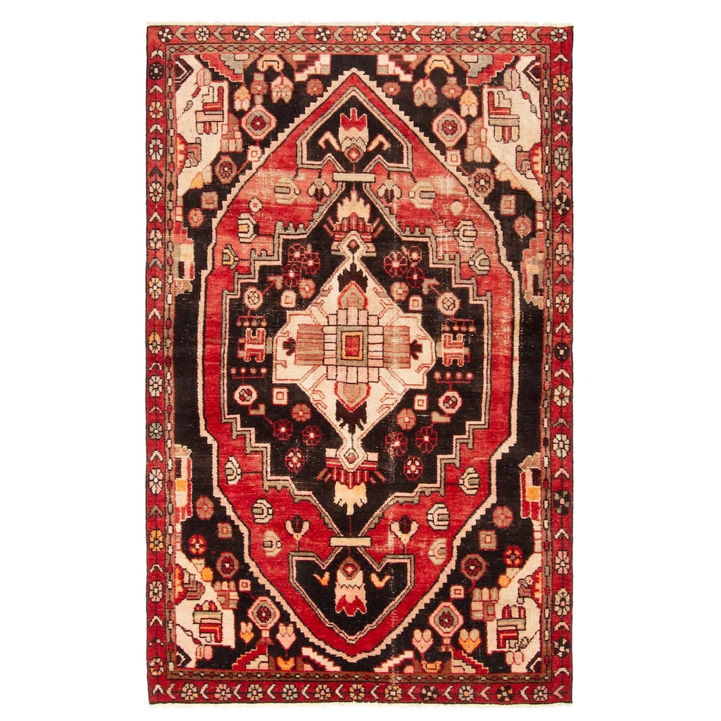 ECARPETGALLERY Hand-knotted Andelz Red Wool Rug - 4'4 x 6'8