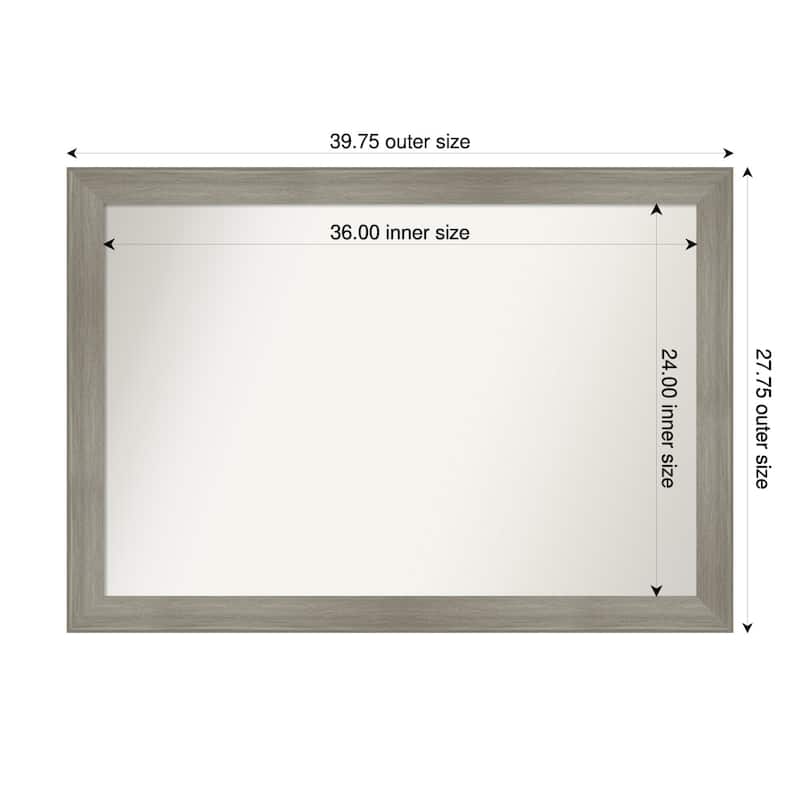 Grand Narrow Non-Beveled Framed Bathroom Vanity Wall Mirror - 40 x 28 in - Grand Greywash Narrow