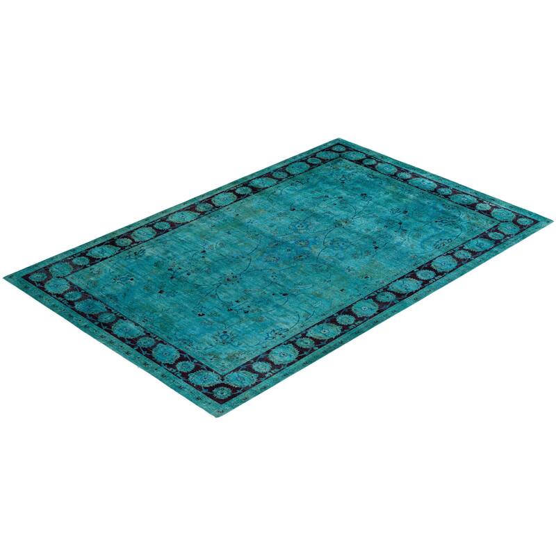 Contemporary Overdyed Wool Hand Knotted Area Rug - 6' 3" x 9' 4"