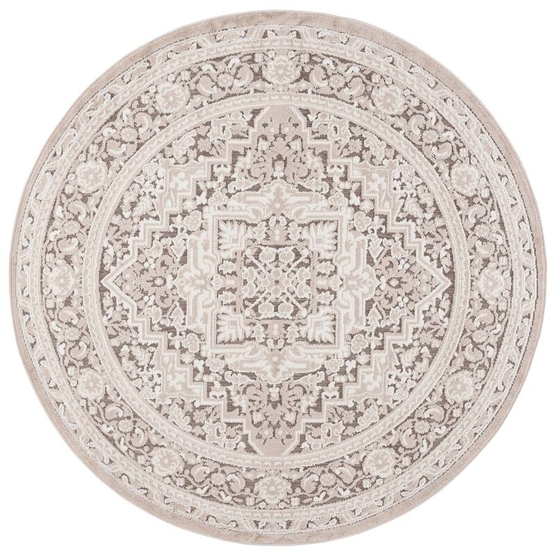 SAFAVIEH Cabana Aranita Transitional Rug - 6'7" Round - Beige/Ivory