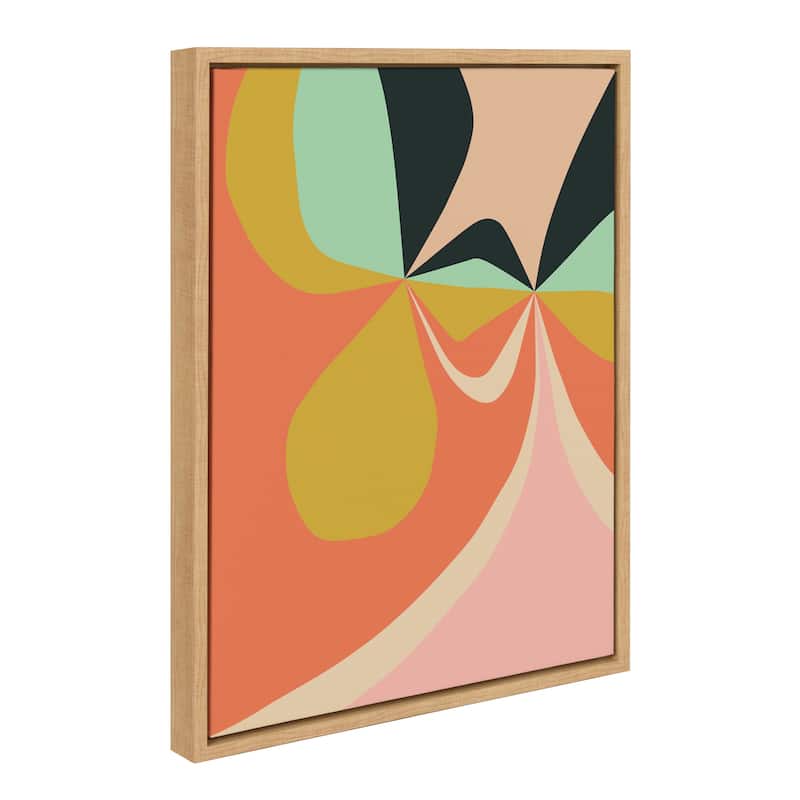 Kate and Laurel Sylvie Retro Floral 4 Framed Canvas by Alicia Bock - 18x24 - Natural