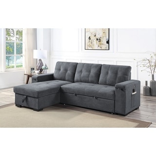 95"W Woven Fabric Reversible Sleeper Sectional Sofa with Storage Chaise ...