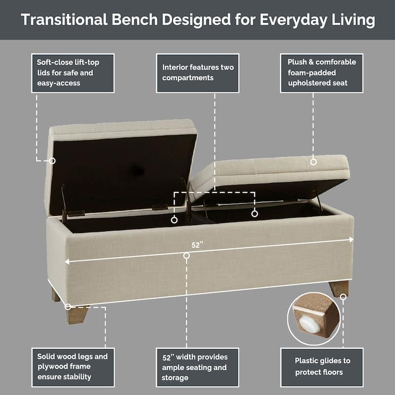 Madison Park Jaxon Soft Close Storage Bench