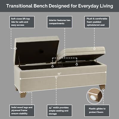 Madison Park Jaxon Soft Close Storage Bench