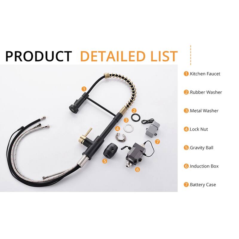 Nickel Touchless Spring Sprayer Kitchen Faucet with 2-function Spout