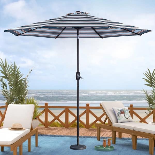 black and white 9 ft patio umbrella Easton ft. Aluminum Half Market Crank Lift with Base square or rectangle table with 4 to 6 chairs KXWOQ3ED 9ft Round Wood Patio