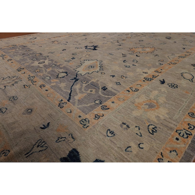 All-Over Floral Oushak Vegetable Dye Area Rug Hand-Knotted Wool Carpet - 8'1"x 10'5"