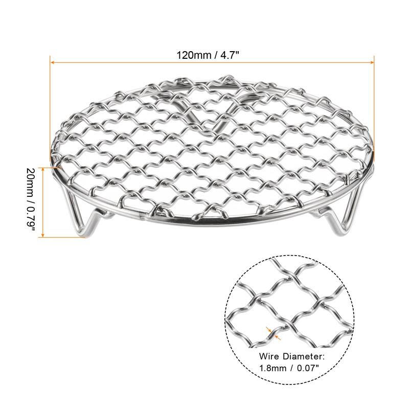 2pcs Round Cooking Rack 4.7" 201 Stainless Steel Barbecue Grill with 20mm Legs - 4.7 Inch - Silver