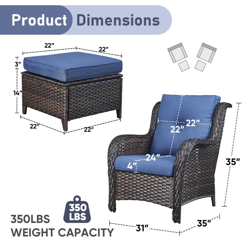 Outdoor Arm Chair with Cushion Rattan Chair