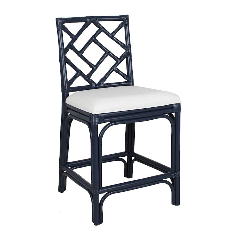 Natural Rattan Handmade Chippendale Single Cushioned Bar Stool by East at Main
