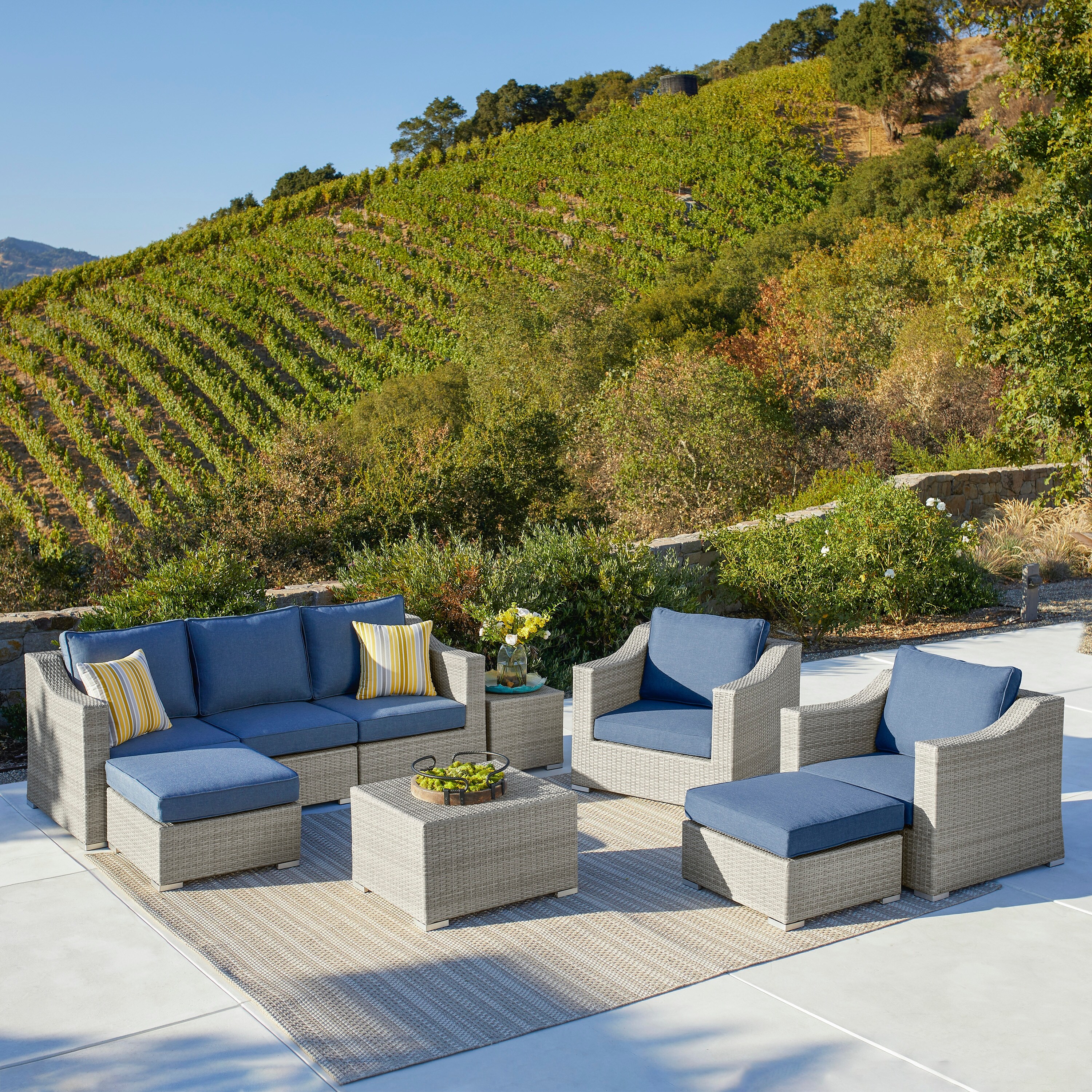 Corvus Martinka 9 piece Cushioned Wicker Patio Chat Set On Sale Bed Bath Beyond 13036900