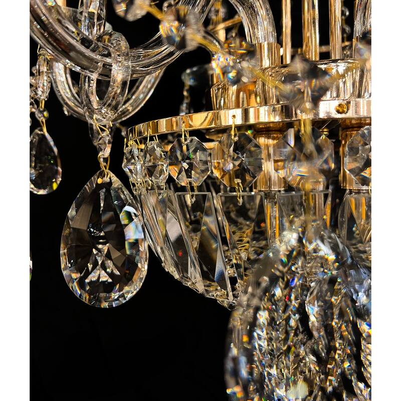 Crystal Chandelier 26 in Wide 11 Lights Pendant Light Gold and Chrome