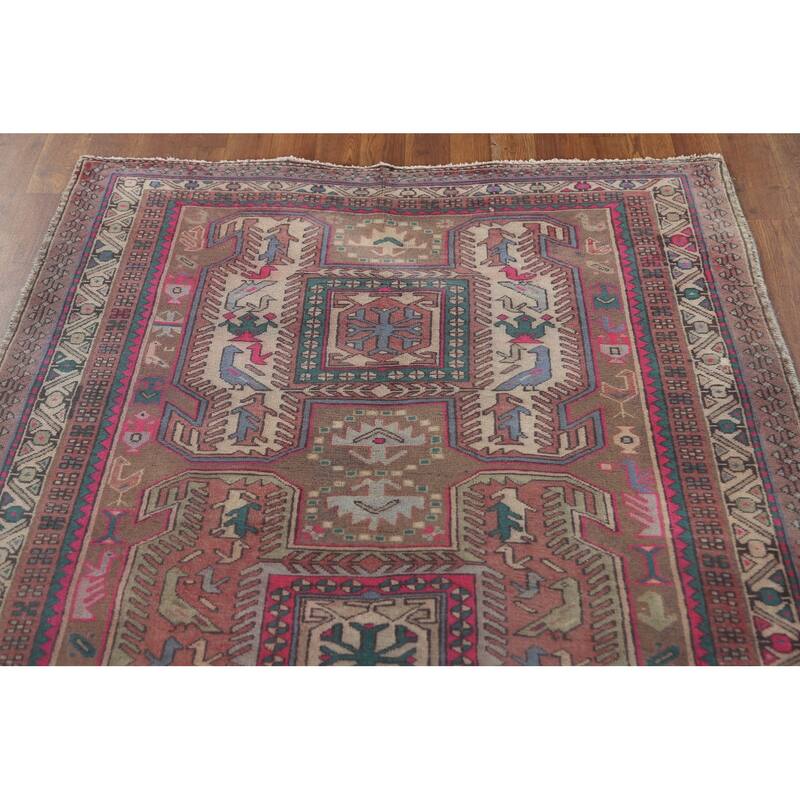Tribal Meshkin Persian Vintage Runner Rug Hand-Knotted Wool Carpet - 3'11" x 10'5"