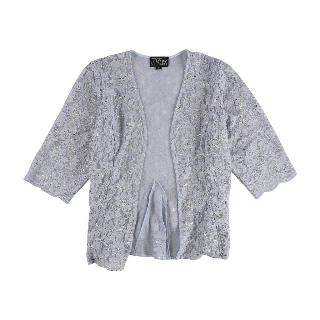 Alex Evenings Womens Lace Cardigan Sweater,, Blue, 2X
