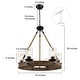 preview thumbnail 8 of 24, Farmhouse 6-Light Wagon Wheel Wood Chandelier with Seeded Glass Shade for Dining Living Room