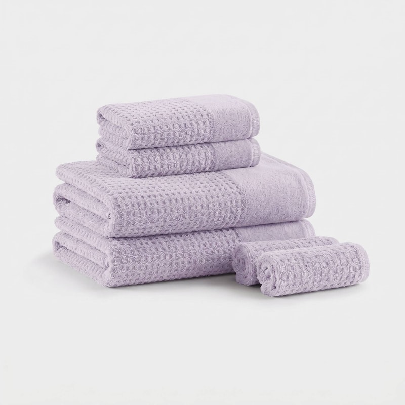 Madison Park Spa Waffle Cotton Waffle Jacquard Antimicrobial Bath Towel 6 Piece Set